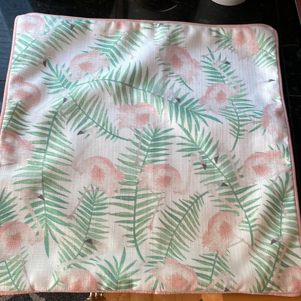 Sewing Down South Throw Pillow flamingo with palms